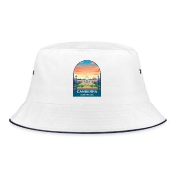 Canberra Australia Parliament House Travel Art - Bucket Hat - white/navy - Front