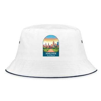 Adelaide Australia City Skyline Travel Poster - Bucket Hat - white/navy - Front