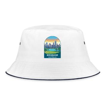 Brisbane Australia Story Bridge Travel Poster - Bucket Hat - white/navy - Front