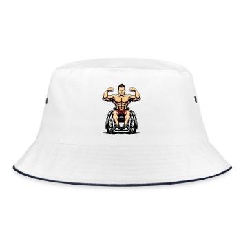 Strong Man Wheelchair Fitness Design - Bucket Hat - white/navy - Front