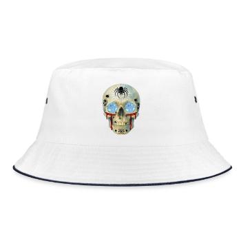 T-shirt avec un crâne avec des araignées et des yeux de diamant - Bob - blanc/marine - Devant