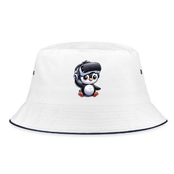 Style de bande dessinée Mignon Penguin VR Gamer - Bob - blanc/marine - Devant