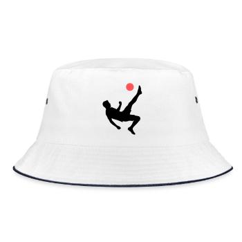 Dynamischer Fallrückzieher Fußball - Bucket Hat - Weiß/Navy - Vorne