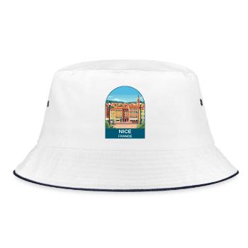 Nice France Riviera Vintage Travel Poster Art - Bucket Hat - white/navy - Front