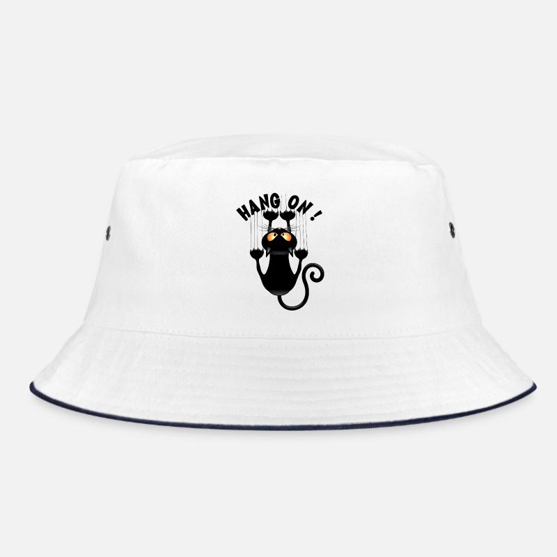 "HANG ON !" Funny Cat Meme Hanging on Bucket Hat