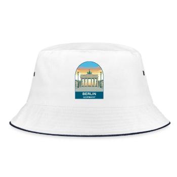 Berlin, Deutschland TV Tower Vintage-Reisekunst - Bucket Hat - Weiß/Navy - Vorne