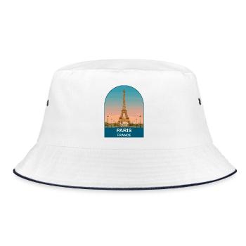 Paris France Affiche de voyage vintage de la Tour Eiffel - Bob - blanc/marine - Devant