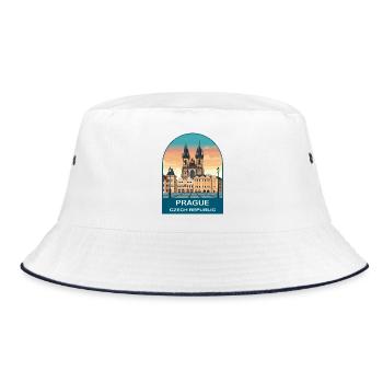 Prague Czech Republic Vintage Poster - Bucket Hat - white/navy - Front