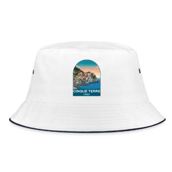 Cinque Terre Italy Vintage Travel Poster - Bucket Hat - white/navy - Front