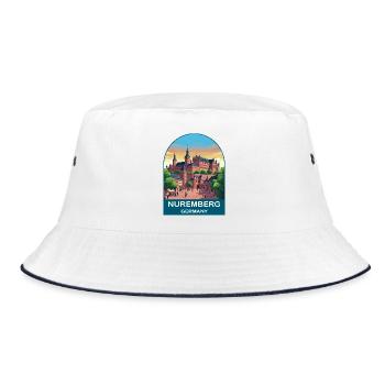 Nuremberg Germany Vintage Travel Poster Art - Bucket Hat - white/navy - Front