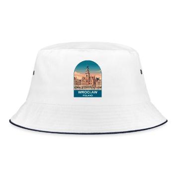 Wroclaw Poland Vintage Travel Poster Art - Bucket Hat - white/navy - Front