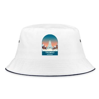 Tromso Norway Vintage Travel Poster Art - Bucket Hat - white/navy - Front