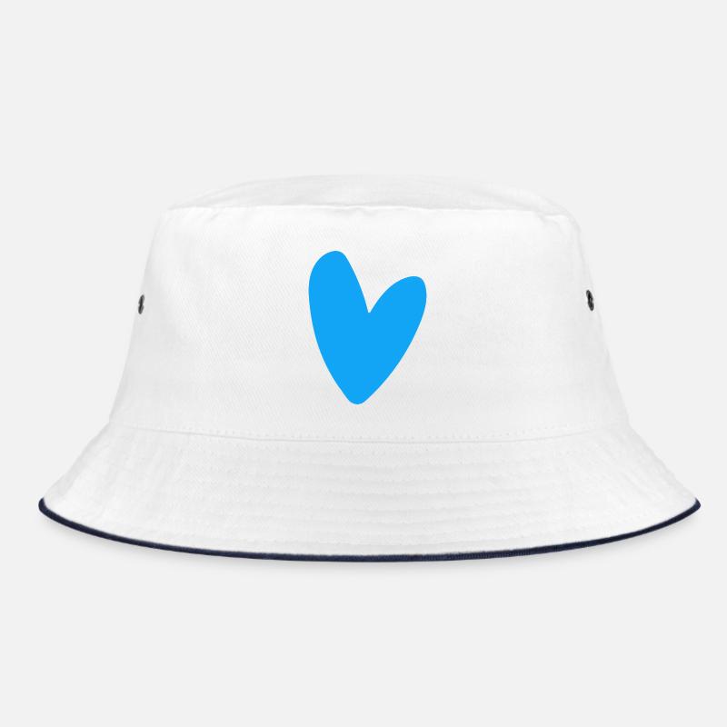 Blue heart neon retro style striking - Bucket Hat - white/navy