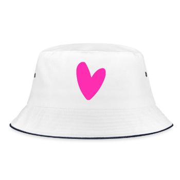 Motif de cœur rose puissant, style rétro néon - Bob - blanc/marine - Devant