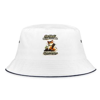 Ich bleib wie ich bin – frecher Fuchs - Bucket Hat - Weiß/Navy - Vorne