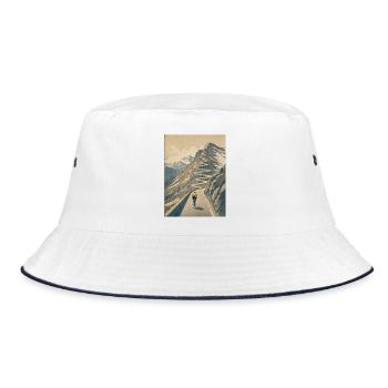 Weg zum Gipfel – Radfahrer-Erinnerung - Bucket Hat - Weiß/Navy - Vorne