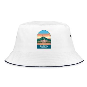 Bogota Colombia Skyline Vintage Travel Art - Bucket Hat - white/navy - Front