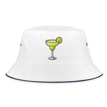Limetten Margarita Glas Design - Bucket Hat - Weiß/Navy - Vorne