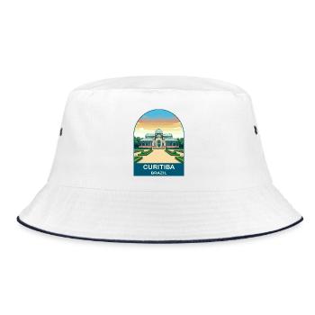 Curitiba Brasilien Botanischer Garten Reiseplakat - Bucket Hat - Weiß/Navy - Vorne
