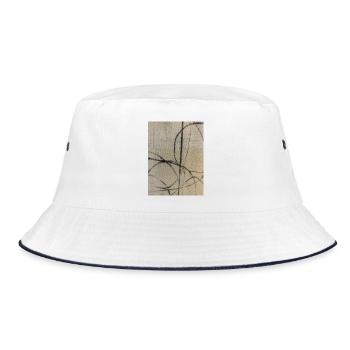 Abstrakte Kunst auf Pullover - Bucket Hat - Weiß/Navy - Vorne