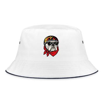 Bulldog biker casque moto style rebelle - Bob - blanc/marine - Devant