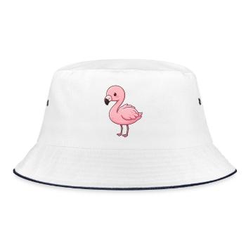 niedlicher_Flamingo_Kawaii_Geschenk_Kinder - Bucket Hat - Weiß/Navy - Vorne
