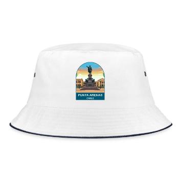 Punta Arenas Chile Magellan Monument Travel Art - Bucket Hat - white/navy - Front