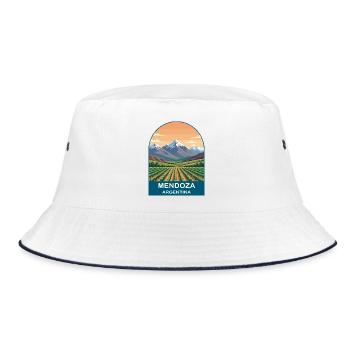Mendoza Argentina Vineyard & Andes Travel Poster - Bucket Hat - white/navy - Front