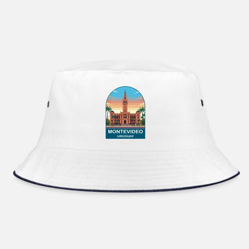 Montevideo Uruguay Palacio Salvo Reiseplakat Bucket Hat