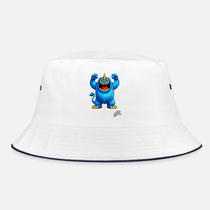 Der Wächter der Blauen Herzen - Bucket Hat - Weiß/Navy