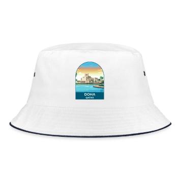 Doha Qatar Museum of Islamic Art Travel Design - Bucket Hat - white/navy - Front