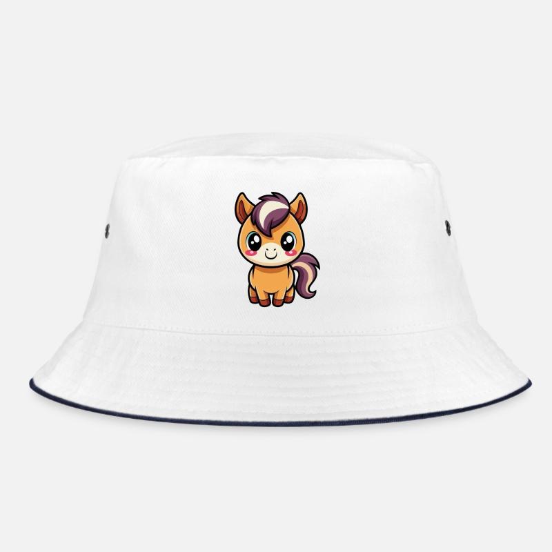 Cute chibi bangs with purple mane - Bucket Hat - white/navy