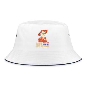 LGBTQ Pride Month - More Pride, Less Prejudice - Bucket Hat - white/navy - Front
