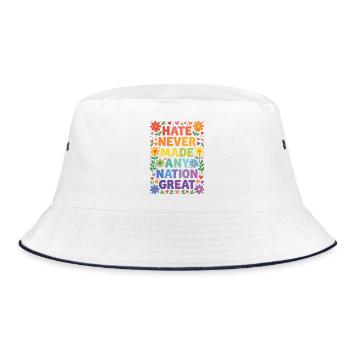 LGBTQ Pride Month Hate Never Made Any Nation Great - Bucket Hat - white/navy - Front