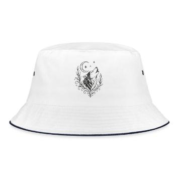 Loup avec Lune – Motif Mystique de la Nature - Bob - blanc/marine - Devant