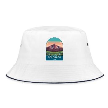 Colorado USA Vintage Travel Poster Art - Bucket Hat - white/navy - Front
