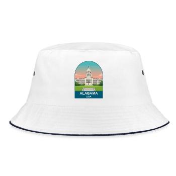 Alabama USA Vintage Travel Poster Art - Bucket Hat - white/navy - Front