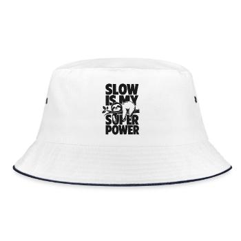 Slow Is My Super Power - Bucket Hat - Weiß/Navy - Vorne