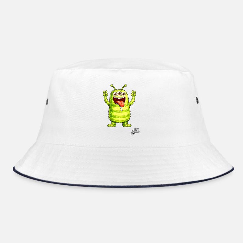 Neon monster three eyes cheerful Bucket Hat