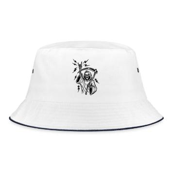 hard rock hand - Bucket Hat - white/navy - Front