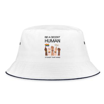 Pride Month LGBT – Sei ein anständiger Mensch - Bucket Hat - Weiß/Navy - Vorne