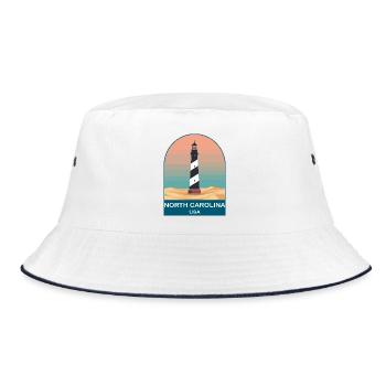 North Carolina USA Vintage-Reiseplakat - Bucket Hat - Weiß/Navy - Vorne