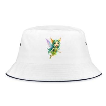 Grüne Fee der Blätter und Flügel - Bucket Hat - Weiß/Navy - Vorne