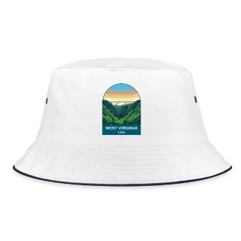 West Virginia USA Vintage Travel Poster - Bucket Hat - white/navy - Front