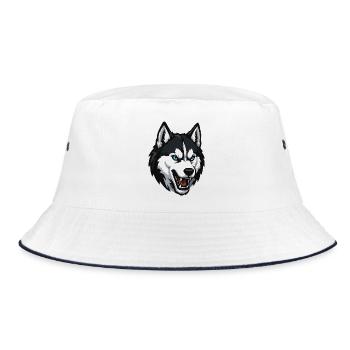 Wolf head with blue eyes - Bucket Hat - white/navy - Front