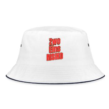 Zwo Eins Risiko Großbuchstaben Typo - Bucket Hat - Weiß/Navy - Vorne