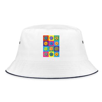 Pop Art Football Pattern - Bucket Hat - white/navy - Front