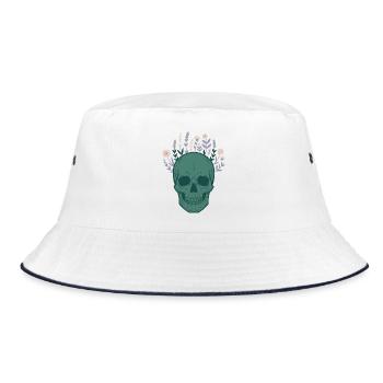 Skull Skull Botany Flowers Blossoms Mystical - Bucket Hat - white/navy - Front