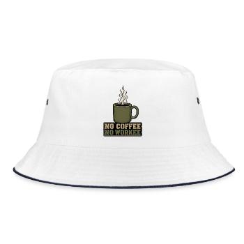 no coffee no workee - Bucket Hat - white/navy - Front