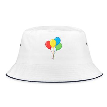 Four Colorful Balloons Graphic Illustration - Bucket Hat - white/navy - Front